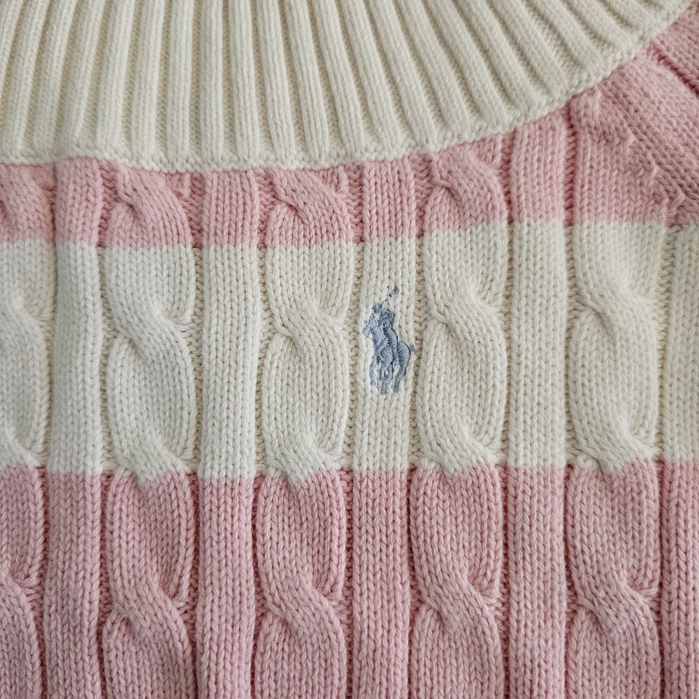 Ralph Lauren Pink and White Girls Sweater Size S